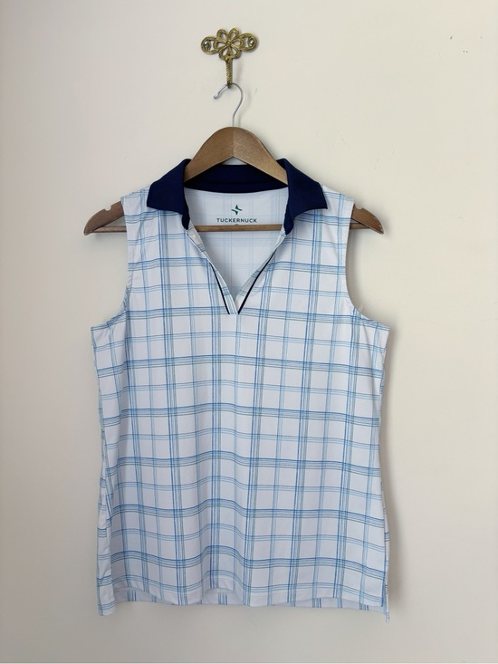 Tuckernuck Tops - Tuckernuck Provincial Plaid Sleeveless Caroline Polo Shirt Medium Summer Golf